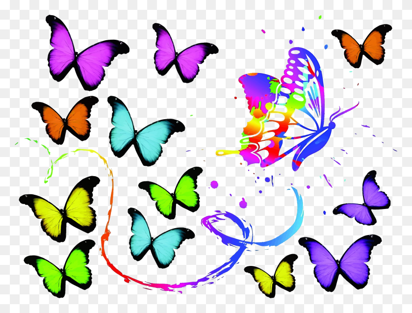 2397x1778 Butterfly Painting Icons Png - Painting PNG