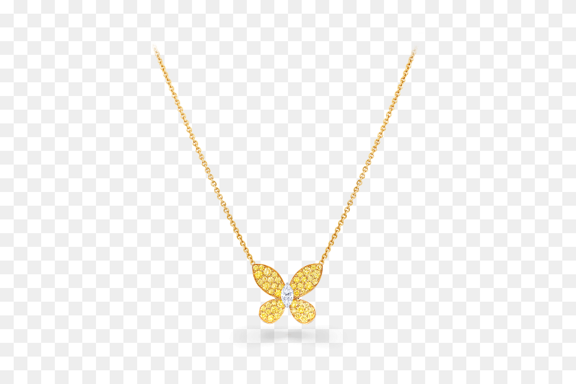 500x500 Butterfly Pendant, Yellow And White Diamond Graff - Yellow Butterfly PNG