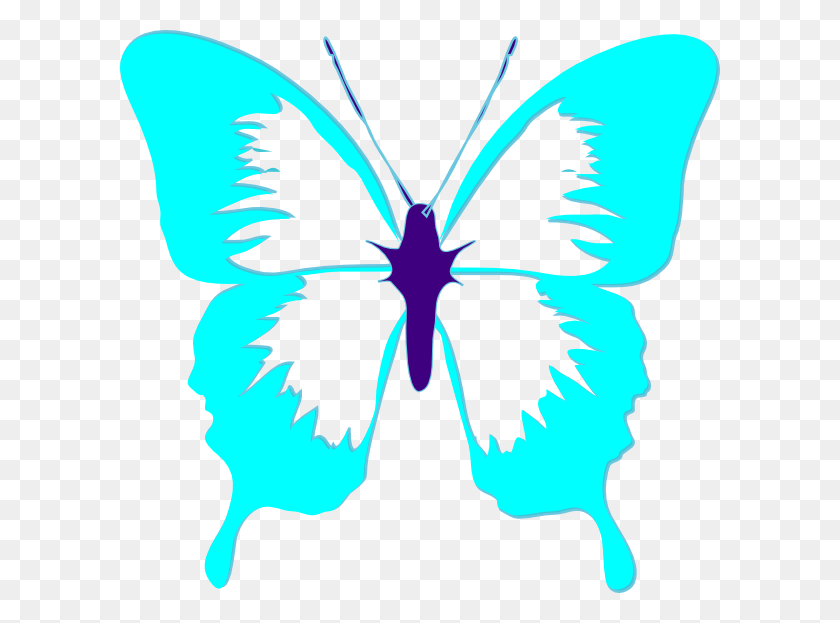 600x563 Бабочка Фиолетовый И Бирюзовый Картинки - Бабочка Клипарт На Прозрачном Фоне