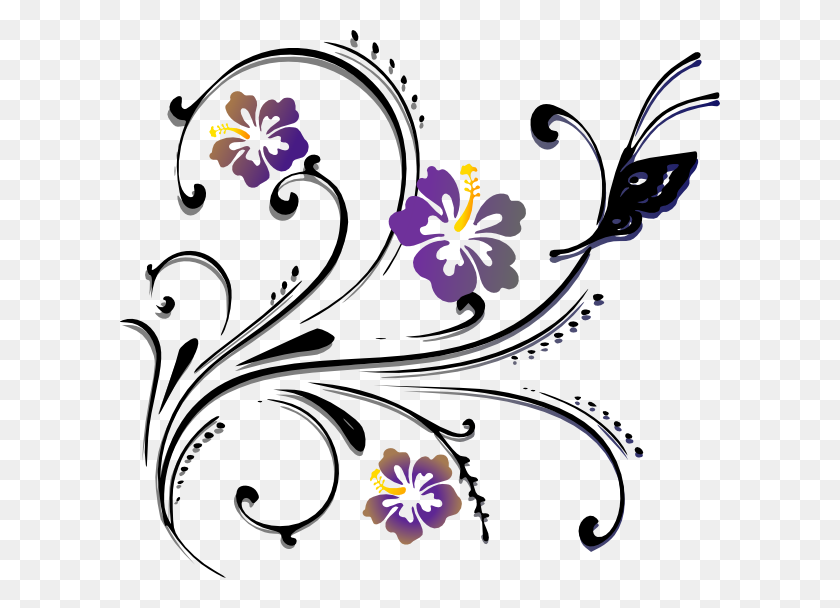 600x548 Butterfly Scroll Clip Art - Purple Scroll Clipart