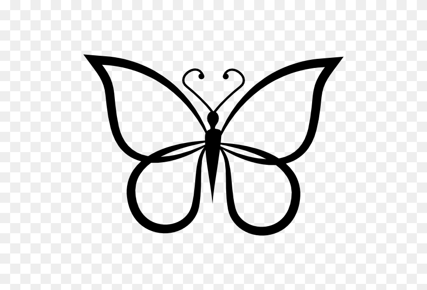512x512 Butterfly Shape Outline Top View - Butterfly Outline PNG