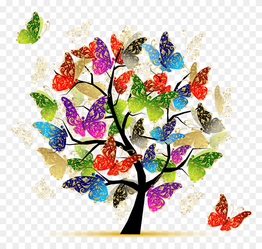 1387x1316 Butterfly Tree Illustration Moravian Hall Square Moravian Hall - Tree Of Life PNG