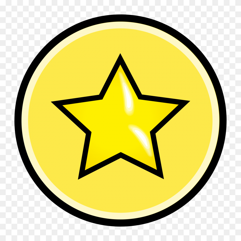 2400x2400 Button With Yellow Star Vector Clipart Image - Star Vector PNG
