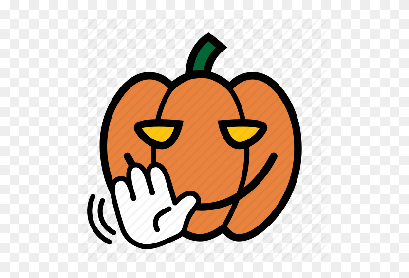 512x512 Adiós, Emoji, Halloween, Hola, Jack O Lantern, Calabaza, Icono De Onda - Ola Emoji Png