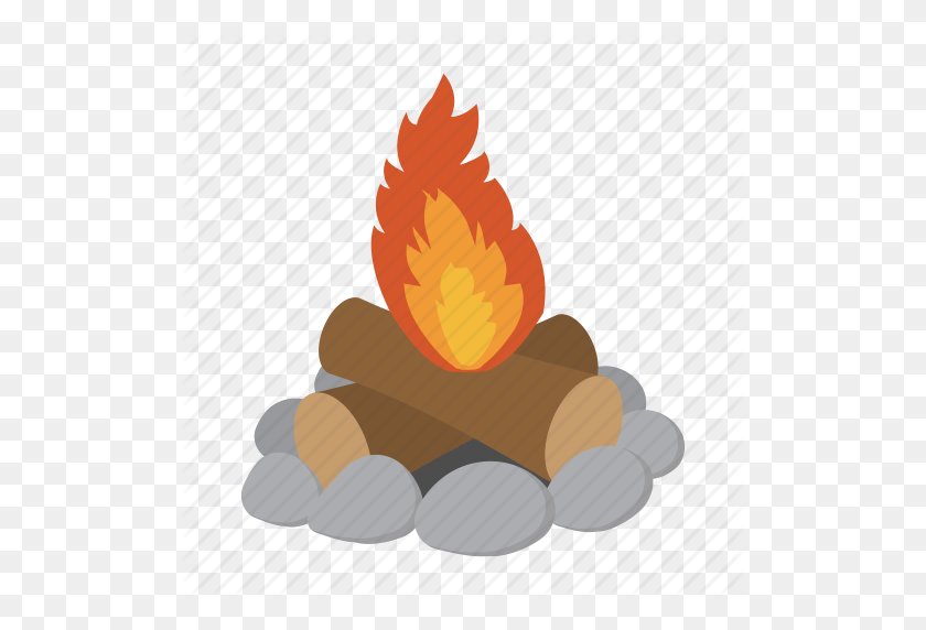 512x512 C Campfire, Cartoon, Fire, Flame, Heat, Wood Icon - Fire Cartoon PNG