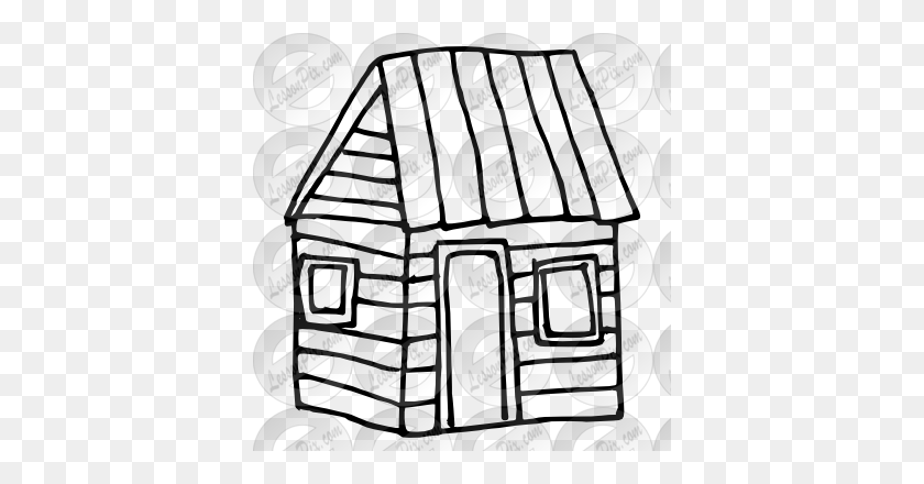 380x380 Cabin Outline For Classroom Therapy Use - Cabin Clipart
