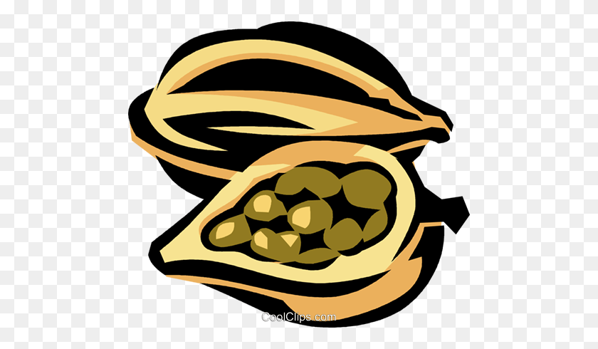 480x430 Cacao Pod Royalty Free Vector Clipart Illustration - Cacao Png