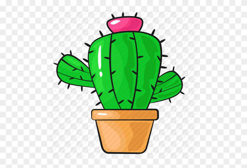 512x512 Cactus, Dibujos Animados, Flor, Línea, Planta, Conjunto, Icono De Plantilla - Cactus Lindo Png