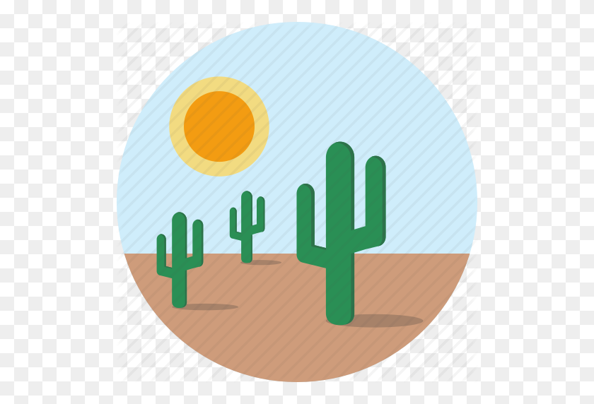 512x512 Cactus, Círculo, Desierto, Caliente, Paisaje, Icono De Paisaje - Desierto Png
