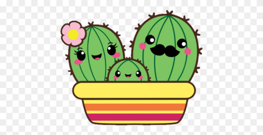 457x370 Cactus Cute Kawaii Family Nopal - Cute Cactus Clipart