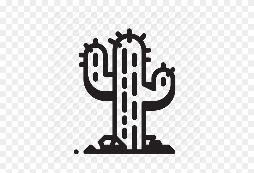 512x512 Cactus, Desierto, Seco, Arena, Suculentas Icono - Cactus Esquema Clipart