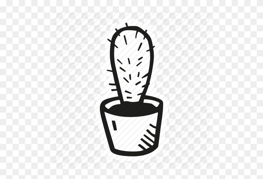 512x512 Cactus, Floral, Flower, Plant, Potted Icon - Cactus Black And White Clipart