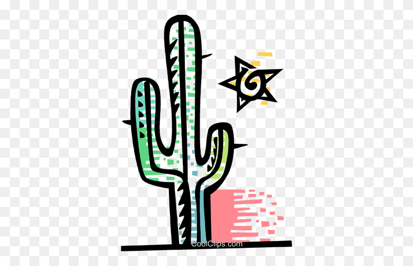 348x480 Cactus Royalty Free Vector Clip Art Illustration - Saguaro Clipart
