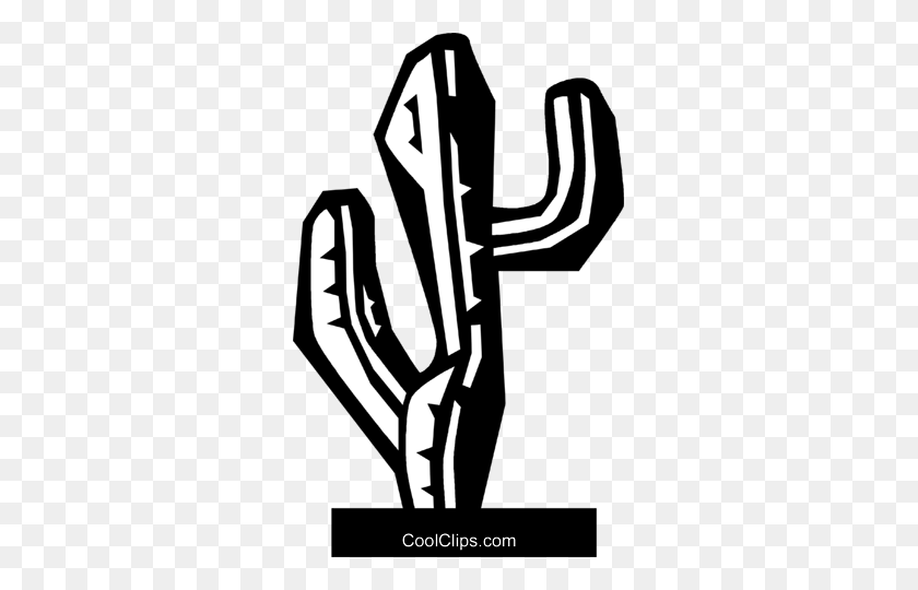 303x480 Cactus Royalty Free Vector Clip Art Illustration - Cactus Clipart Black And White
