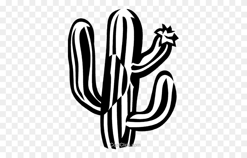 377x480 Cactus Royalty Free Vector Clip Art Illustration - Cactus Clipart Black And White
