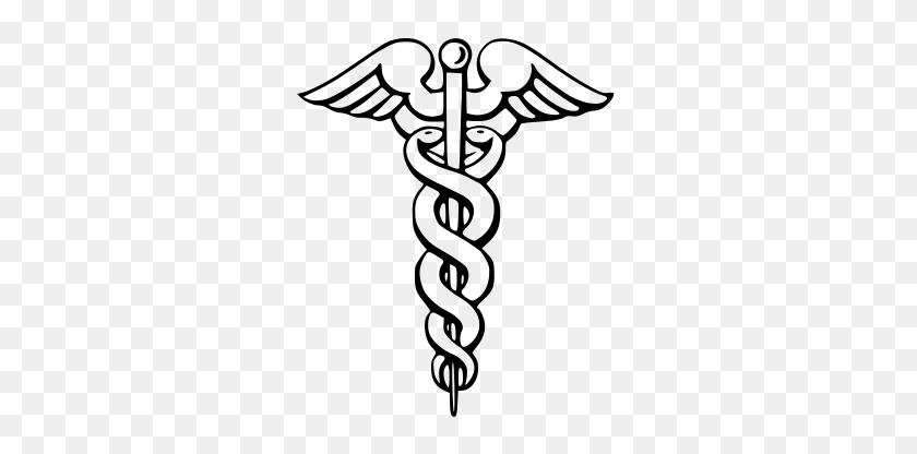 299x356 Caduceus - Doctor Black And White Clipart