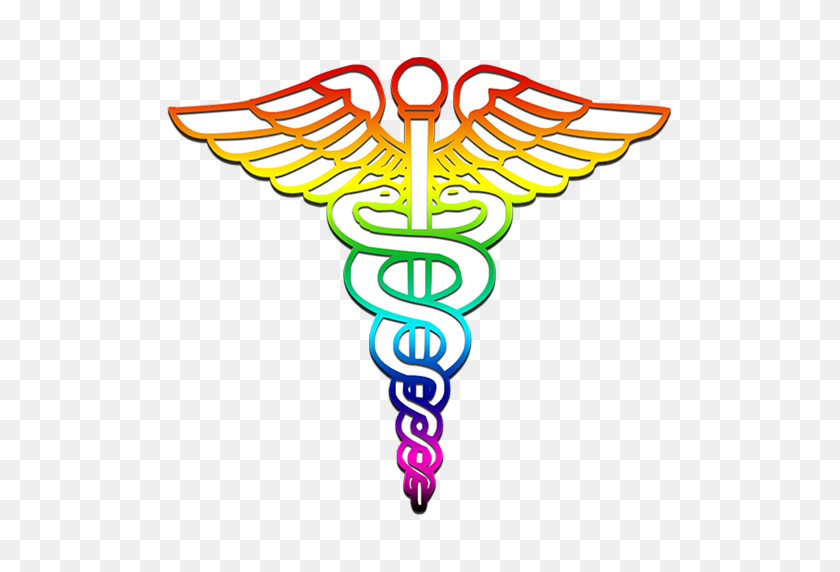 512x512 Caduceus Medical Logotipo De Arco Iris Imagen Prediseñada - Medicina De Imágenes Prediseñadas