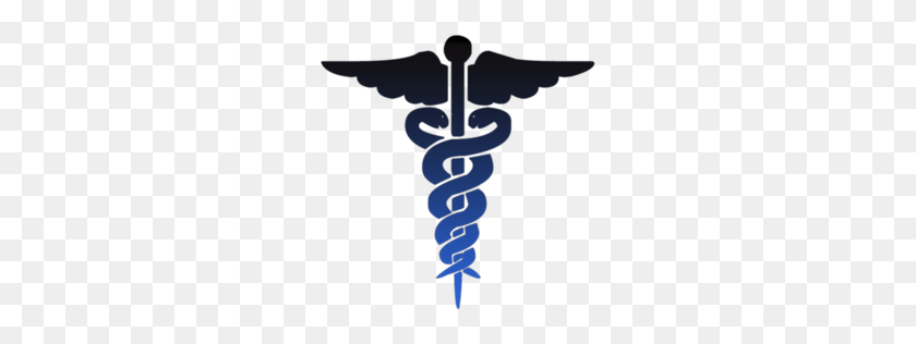 256x256 Caduceus Medical Symbol Black Blue Clipart Image - Tn Clipart