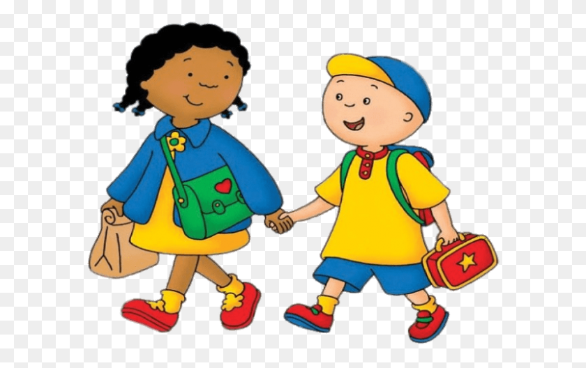 800x480 Caillou And Clementine Walking To School Transparent Png - Girl Walking PNG