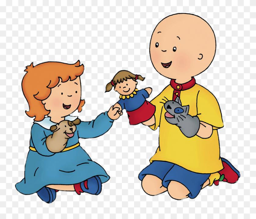 1500x1267 Caillou And Rosie Playing With Hand Puppets Transparent Png - Caillou PNG