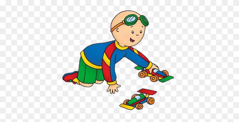 415x370 Caillou Playing With Toy Cars Transparent Png - Play With Toys Clipart