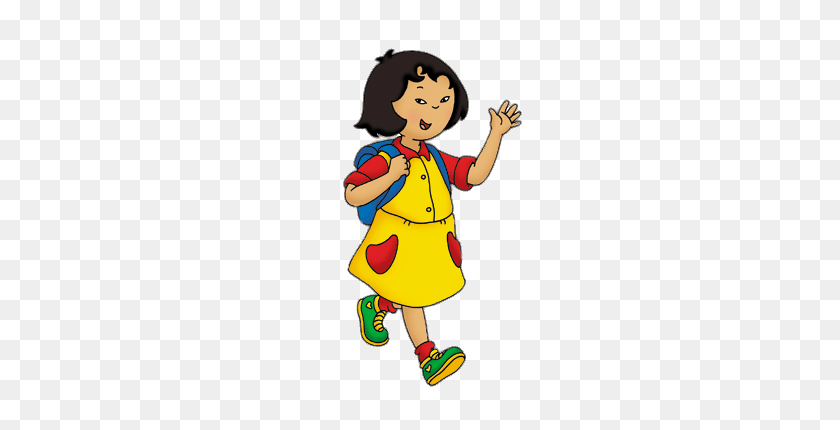415x370 Caillou's Friends Sarah Walking To School Transparent Png - People Walking Towards PNG