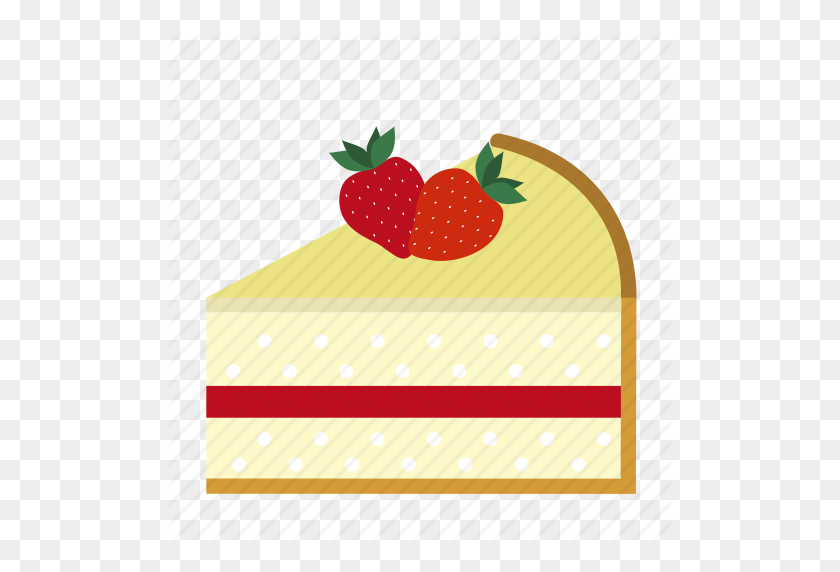 512x512 Торт, Кусок Торта, Ломтик Торта, Десерт, Клубника, Сладости Значок - Клубничный Торт Клипарт