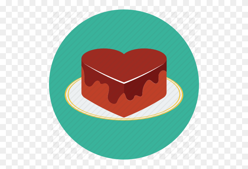 512x512 Торт, Шоколадный Торт, Десерт, Торт В Форме Сердца, Значок Знак Любви - Флан Png