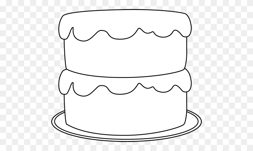 500x440 Cake Clipart Outline - Hello Kitty Clipart Black And White