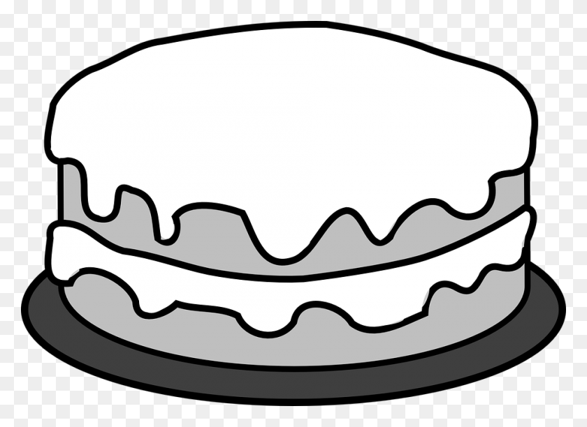 960x680 Торт Без Свечей Черно-Белые Картинки - Клубника Черно-Белый Клипарт