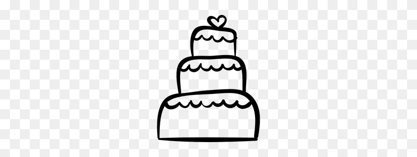 256x256 Торт, Еда, Праздник, Значок Свадьбы - Свадебный Торт Клипарт Черно-Белый