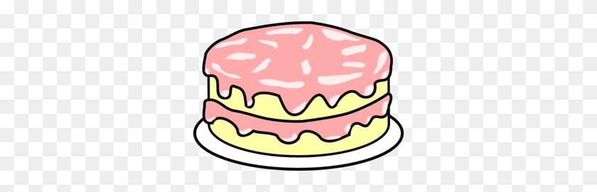 296x210 Cake Pink Icing Clip Art - Pink Cake Clipart