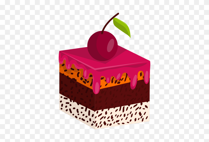 512x512 Cake Slice With Cherry - Cake Slice PNG
