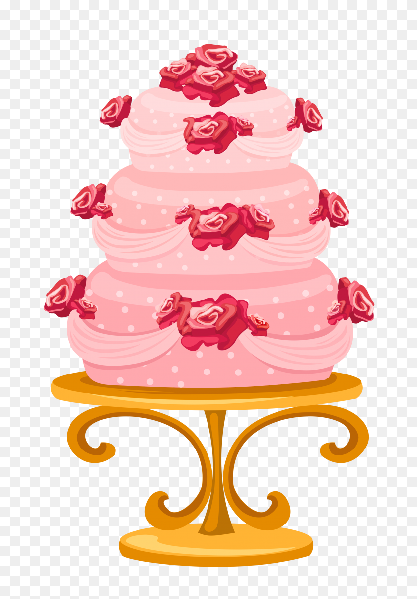 3153x4636 Cake With Roses Png Clipart - Food Stand Clipart