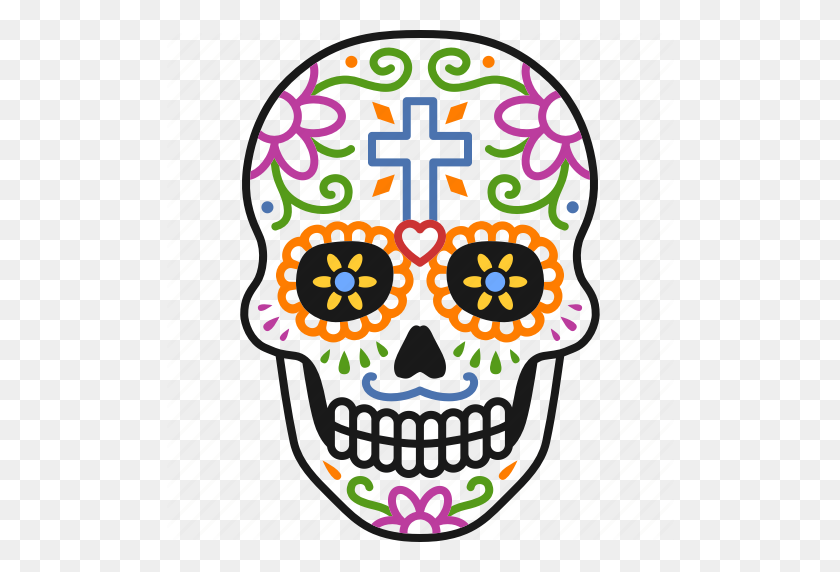 512x512 Calavera, Day, Dead, Decorated, Dia, Muertos, Skull Icon - Day Of The Dead PNG