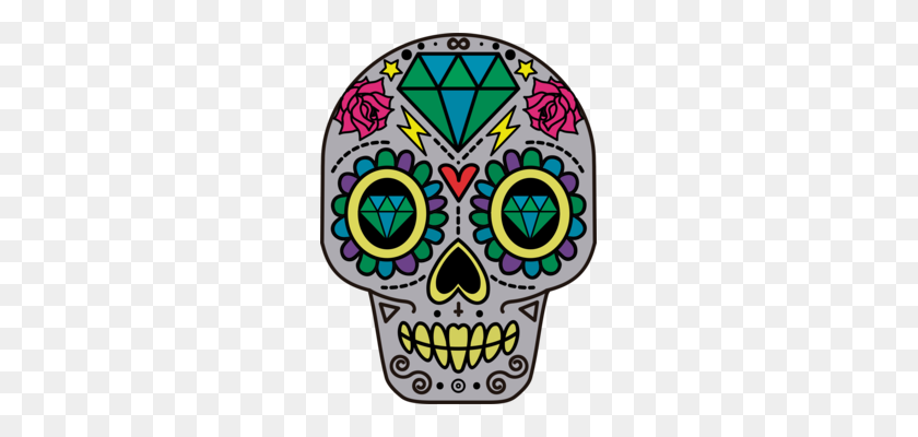 253x340 Calavera Skull Art T Shirt Day Of The Dead - Day Of The Dead Clipart