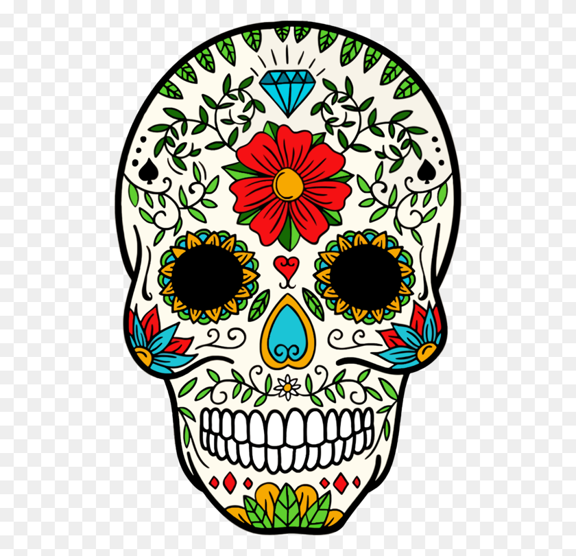 506x750 Calavera Camiseta Día De Muertos Cráneo De Arte - Cráneo De Imágenes Prediseñadas