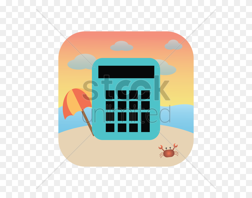 Calculator With Beach Background Vector Image - Beach Background PNG