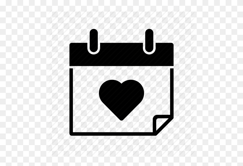 512x512 Calendar, Date, Heart, Love, Romance, Time, Valentine's Day Icon - Heart PNG Black
