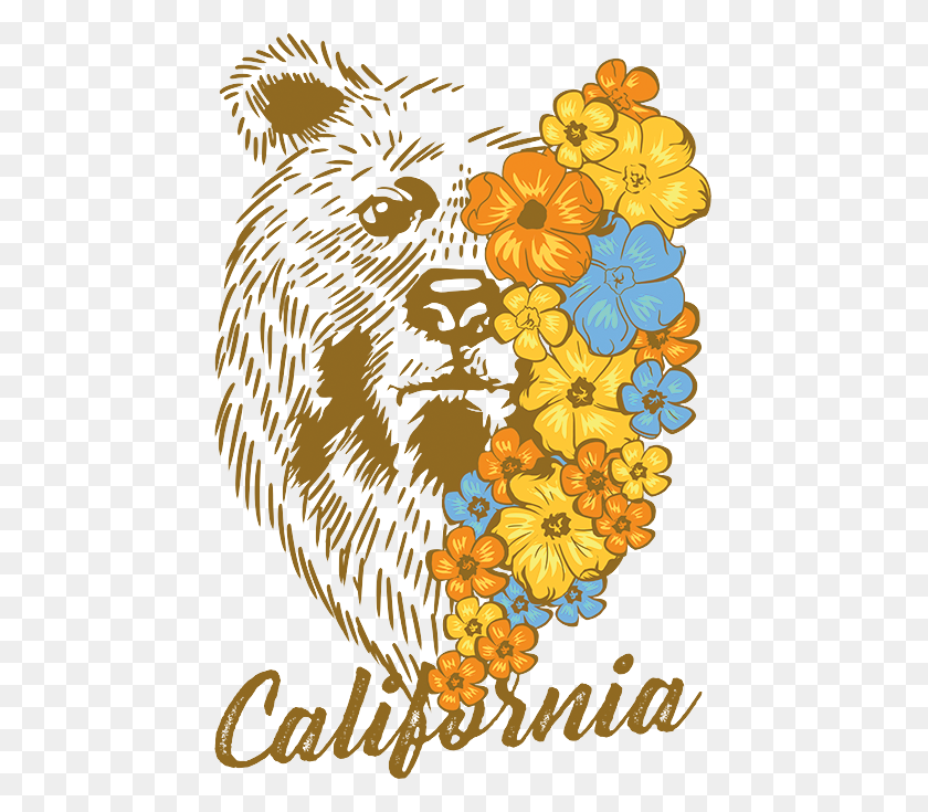 675x675 California Bear Flowers Stock Transfer - California Bear PNG