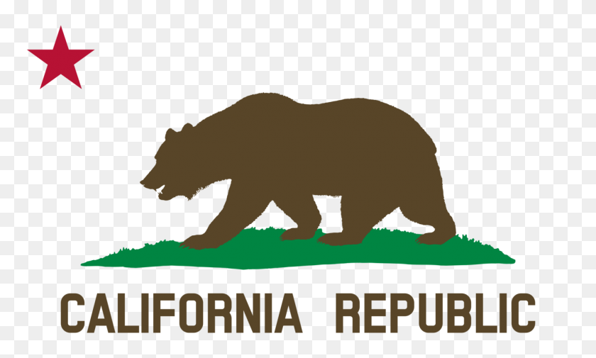 1313x750 California Republic California Grizzly Bear Flag Of California - Clipart California