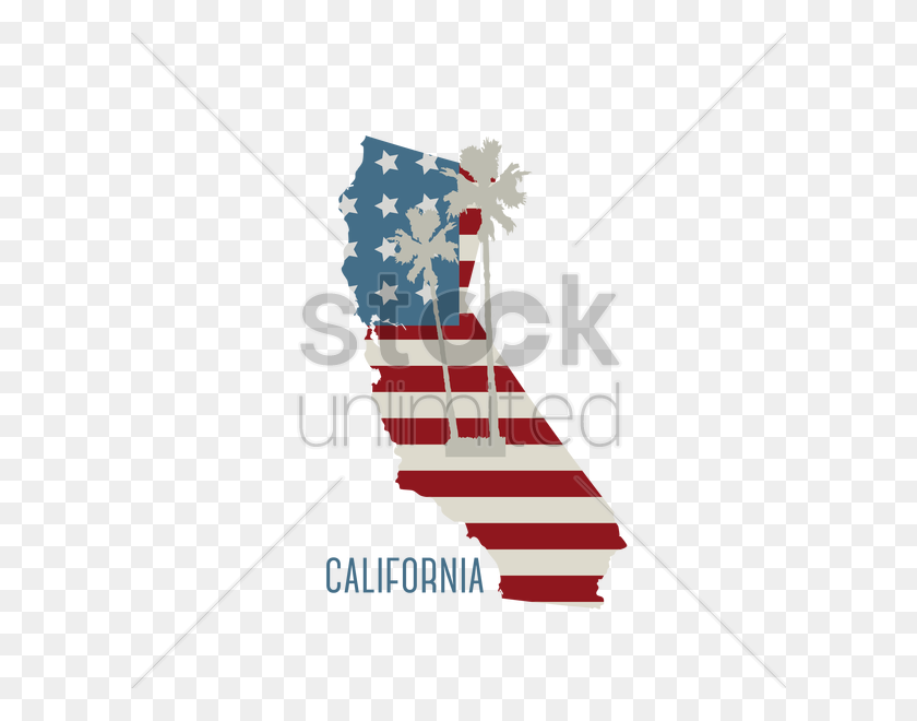 600x600 Карта Штата Калифорния С Пальмами Векторное Изображение - Клипарт Штата Калифорния