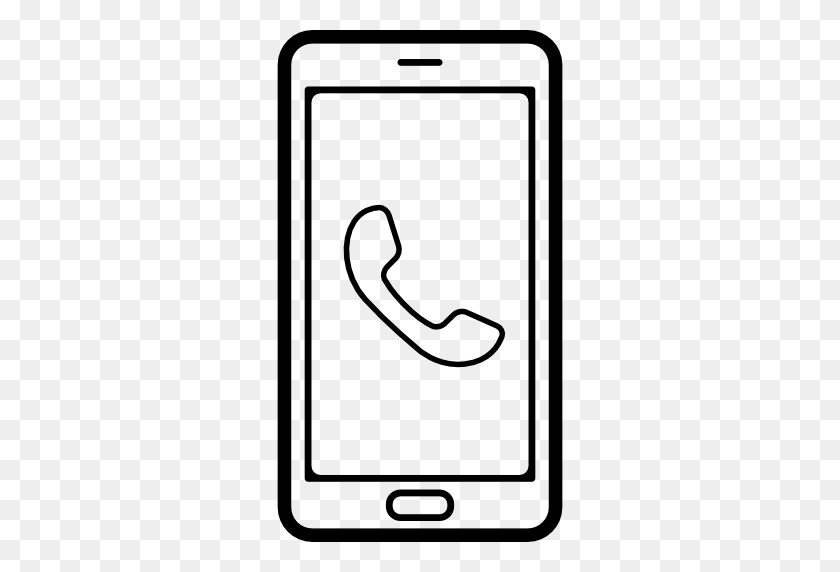 512x512 Call Auricular Sign On Mobile Phone Screen - Celular PNG