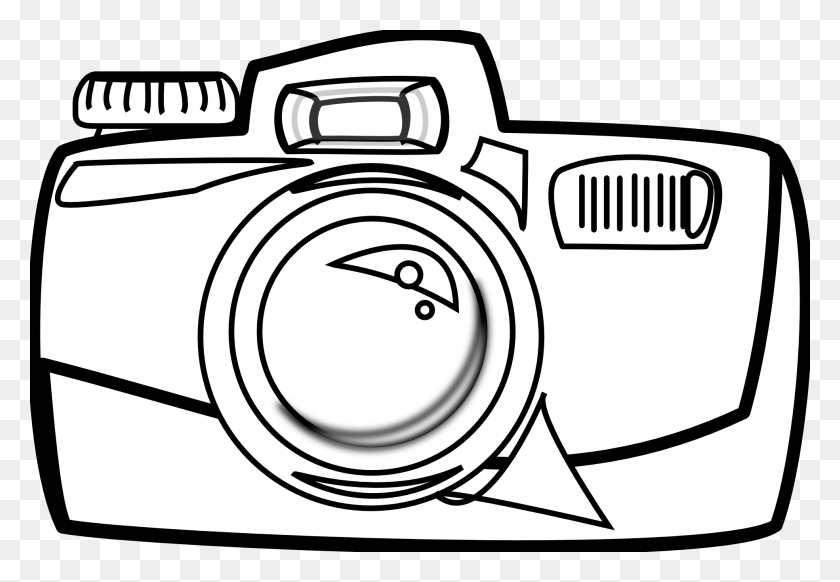1969x1318 Camera Cartoon Black And White Clip Art - Camera Clipart Transparent Background