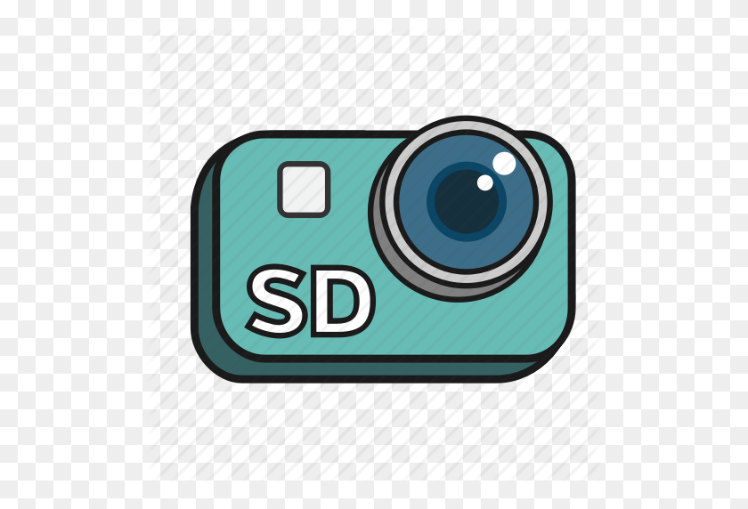 512x512 Camera, Cartoon, Lens, Sd, Standard Definition, Video Icon - Cartoon Camera PNG