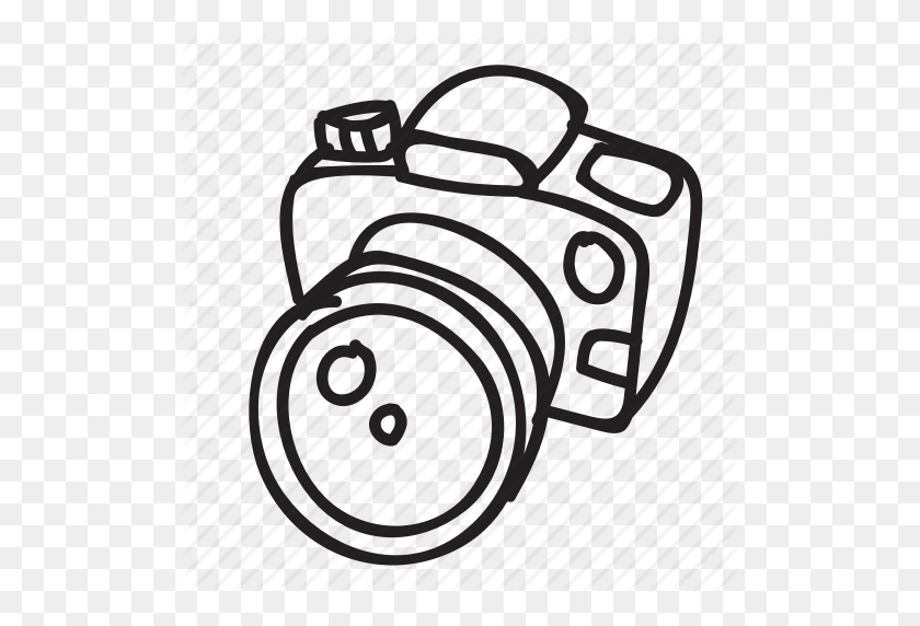 512x512 Camera, Doodle, Drawing, Dslr, Electronics, Gadget, Hand Drawn Icon - Doodle PNG