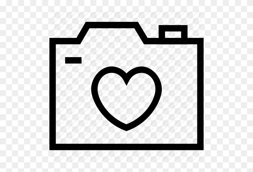 512x512 Значок Камеры, Сердце, Изображение, Любовь, Фото, Фотография, Значок Свадьба - Контурный Клипарт Камеры