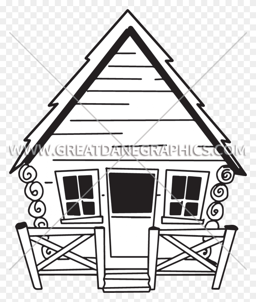 825x984 Camp Cabin Production Ready Artwork For T Shirt Printing - Cabin Clipart Black And White