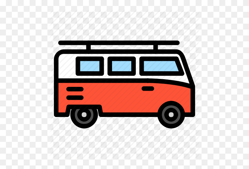 512x512 Camper, Car, Transportation, Van, Vehicle, Vw Icon - Vw Bus Clipart