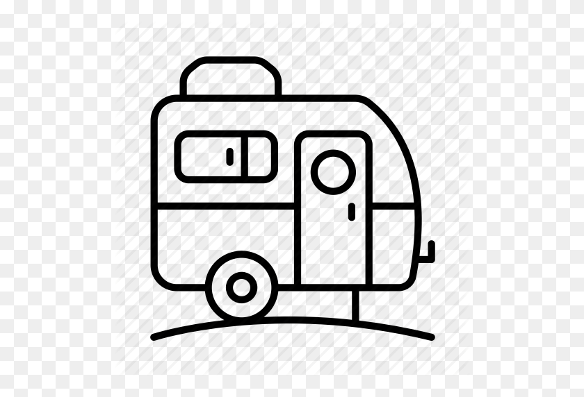 Vector art of a camper van black and white. 